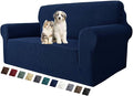 MAXIJIN Stretch Loveseat Sofa Slipcovers 1 piece Love Seat Couch Covers for 2 Cushion Couch Non Slip Sofa Cover Washable Dog Cat Proof Furniture Protector Pet Friendly (Loveseat, Navy Blue) by MAXIJIN