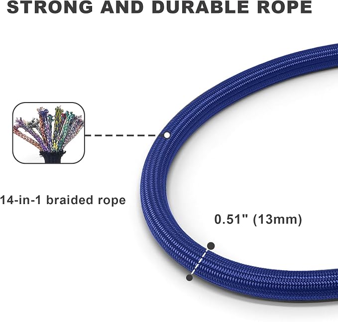 Rope Dog Leash with Two Handles, 6 Foot Heavy Duty Dog Leash with Aviation Aluminum Auto Locking Carabiner, Strong Nylon Pet Lead for Small, Medium, Large Dogs (Blue, 6FT-Two Handle) - Image 4