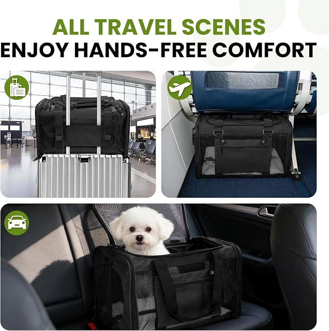 Soft-Sided Cat Carrier 18x11x11 in Expandable Travel Pet Bag 15LBS | For Cats and Small Dogs with Anti-Scratch Mesh Washable Mat Collapsible Escape-Proof Airline Approved with Shoulder Strap - Image 8
