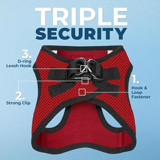 Voyager Step-in Air Dog Vest Harness - Red/Black Trim, Large | 18- 20.5" in Chest, Reflective Bands, All Weather Breathable Air Mesh, Cats Compatible, Lightweight, Fast Drying - Image 2