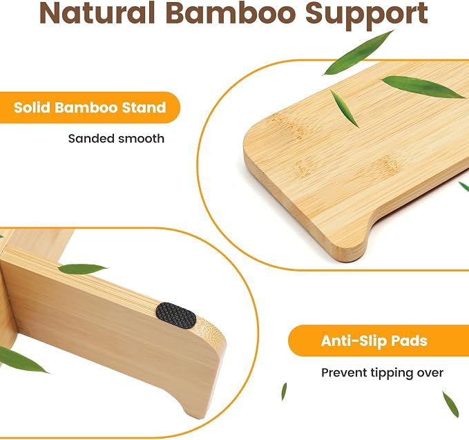 PETTOM Slow Feeder Cat Bowl Elevated Ceramic with Bamboo Stand, Raised Pet Puzzle Dishes for Indoor Cats Small Dog, Anti Vomit Cat Bowl for Wet & Dry Food - Image 5