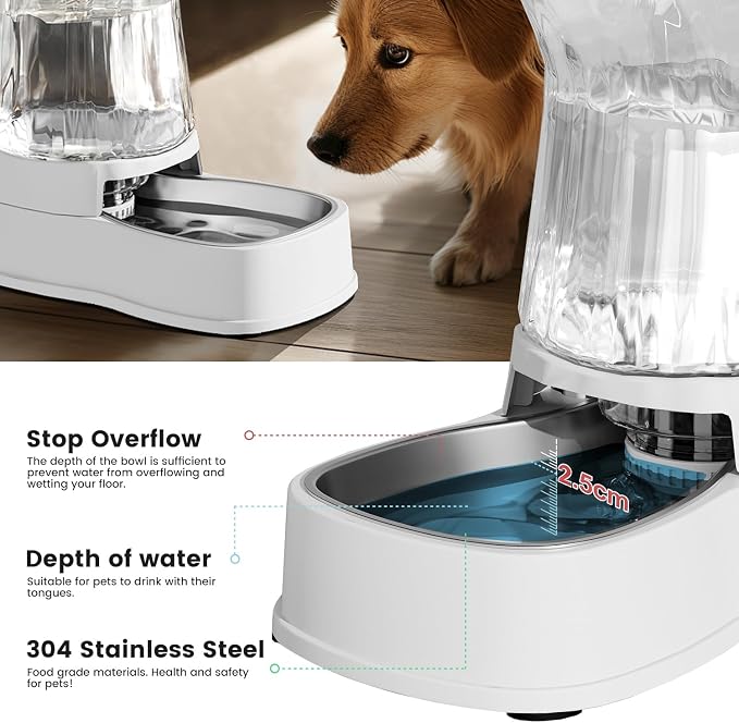 Gardner Pet Automatic Dog Water Dispenser Gravity Stainless Steel Water Waterer Feeder, 100% BPA-Free Large Capacity Water Feeding Bowls for Medium & Large-Sized Dogs Cats Other Pets -(1 Gallon) - Image 5