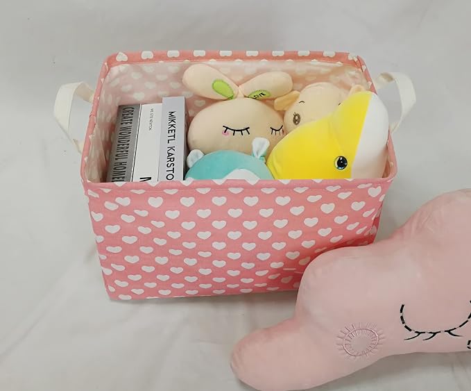 MAIZMZ Girls Storage Basket Pink Valentine's Day Gifts Basket Waterproof Organizer Nursery Bins Toy Box for Organizing Home/Dorm/Kitchen/Pet/Office/Closet/Shelf/Room Decor - Image 3