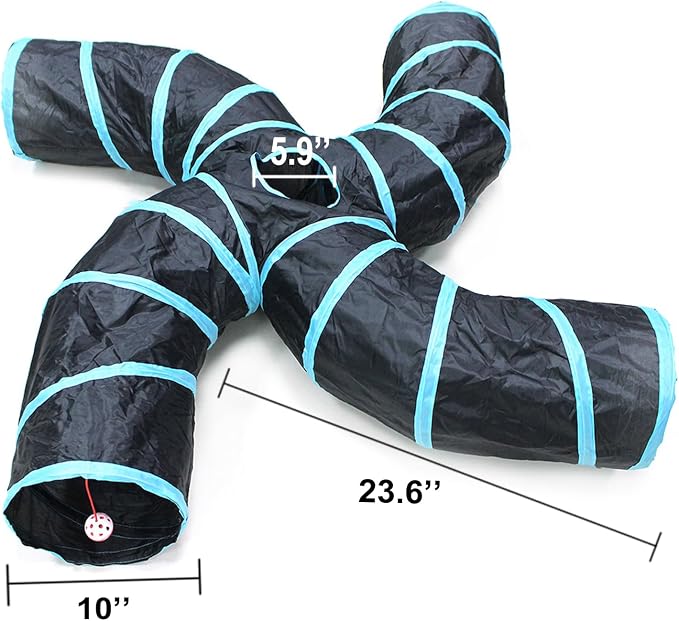 Bemodst Collapsible S-Shape Cat Tunnels - 4 Way Interactive Maze Toy for Kitten, Rabbit, Ferret - Image 5