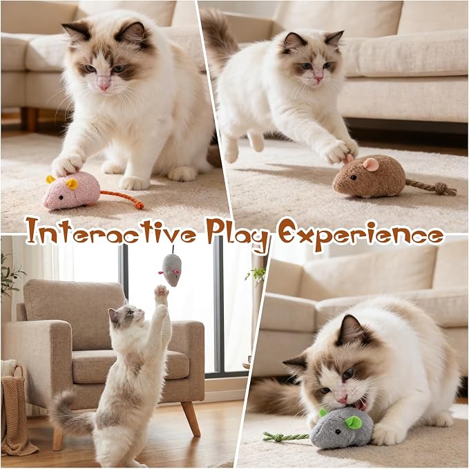 NAHSHON 15PCS Cat Mouse Toys Prefilled Catnip, 2.36” Plush Cat Mice & Animals Toy, Realistic Design Interactive Catnip Cats Toys for Indoor Cats Play Fetch (Assorted Colors) - Image 5
