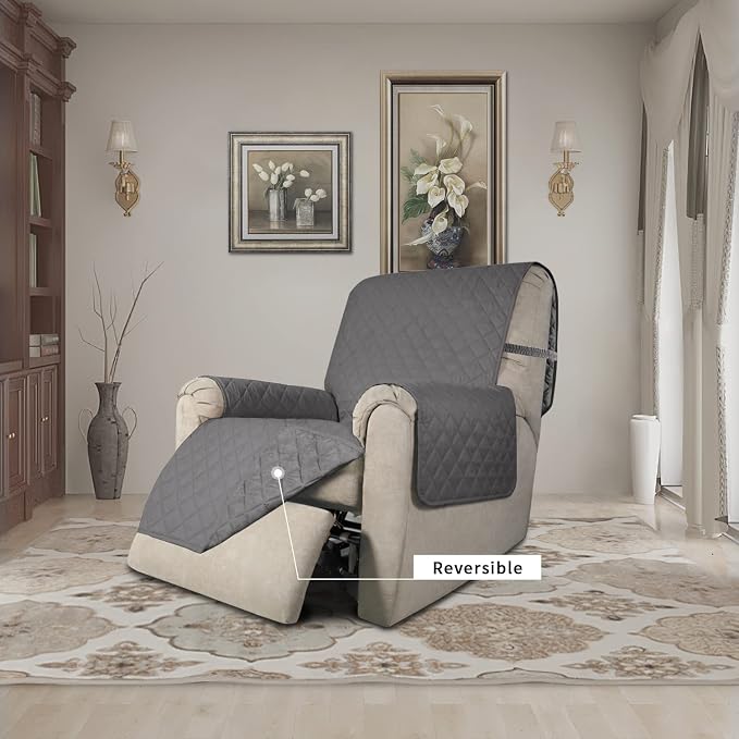 Easy-Going Reversible Couch Cover, Recliner 22 in, Gray/Gray | Machine Washable Slipcover For Dogs, Water Resistant Furniture Mat For Living Room, Non-Slip Sofa Cover, Pet Friendly - Image 2