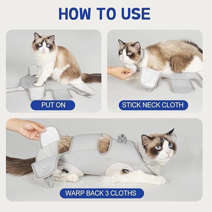 Supet Cat Grooming Hammock Harness for Nail Trimming, Kitten Care Sling | Small Dog Hanging Sling for Nail Clipping, Pet Restraint Holder for Medicine, Ear & Teeth Cleaning, Eye Care (Grey M) - Image 6