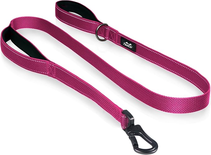 Twoear 4FT 1IN Heavy Duty Dog Leash for Large Dogs with 2 Padded Handles | Traffic Handle Extra Control, Auto Lock Hook, Strong Reflective Walking Leash for Night Safety, Medium and Large Breeds,Rose - Image 8
