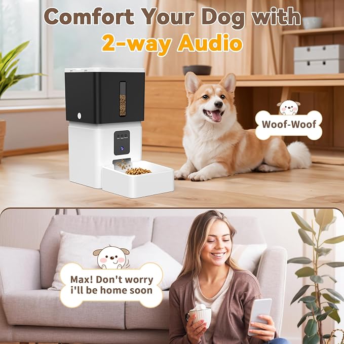UTCG Automatic Dog Feeder with Camera: 8L/33 Cups 5G WiFi | Timed Food Dispenser for Medium Dogs, 1080P HD Night Vision, Video Recording, 2-Way Audio, APP Control - Image 5