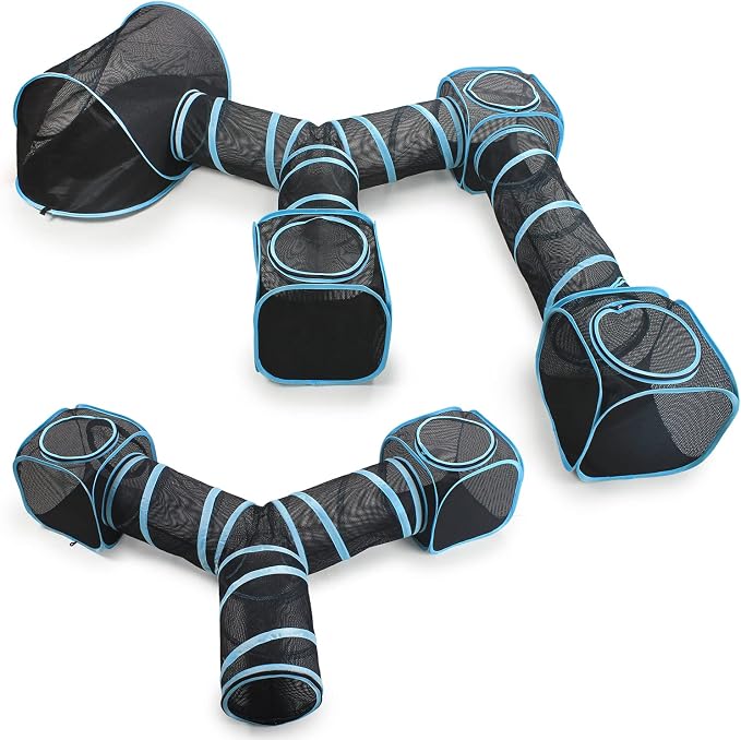 INTURN Cat Furniture Tent for Indoor and Outdoor Playpen Portable Cat Tunnels, Outdoor Kennel (2 Cube + 3-Way Tunnel) - Image 7