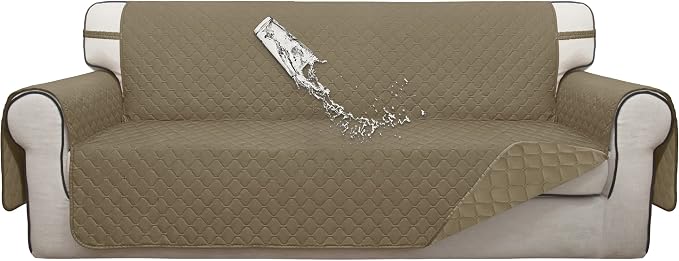 ISSUNTEX Double Protection 100% Waterproof Sofa Covers for Living Room, Couch Covers for 3 Cushion Couch Sofa, Reversible Furniture Protector Sofa Cover for Dogs, Pets, Kids (Sofa, Beige/Beige) by ISSUNTEX
