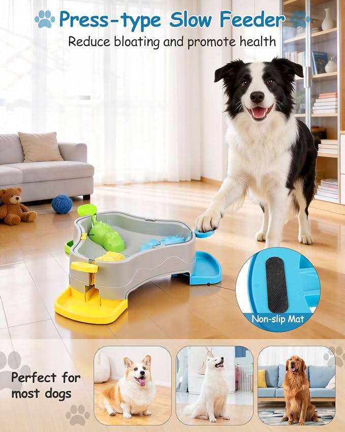 Dog Puzzle Toy, 3-in-1 Interactive Dog Puzzle Toys Press-Type Dog Treat Dispenser Toy Dog Enrichment Toy No-Slip Slow Feeder Interactive Brain Training Toys for Smart Dog Cats, 3 Colors - Image 4