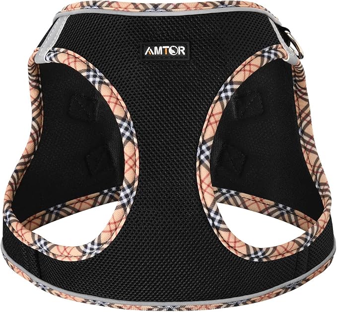 AMTOR Small Dog Harness with Leash Set, No Escape Easy Walk Puppy Harnesses for Training Walking, Step-in Reflective Soft Dogs Vest for XS S Medium Extra-Small Large Sized Dog(BlackYellow,XL) - Image 2