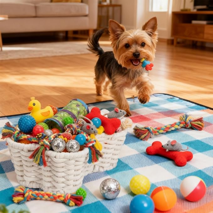 ZAVOOS 2 Pack Dog Toy Basket, Handwoven Bone Shape | Cotton Rope Pet Food Storage Baskets, Pet Supplies Organizer Bin for Chew Toys, Blankets, Treats, Leashes, 2 Sizes - Image 6