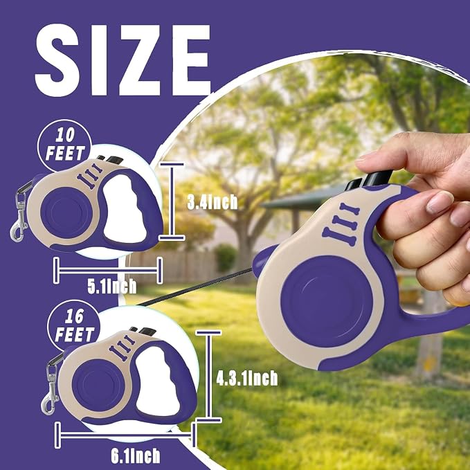Retractable Dog Leash Automatic Telescopic Tractor Dog Tape | Pet Tape 10/16 FT Durable and Convenient, with Non-Slip Handle, Suitable for Small and Medium-Sized Dogs - Image 2