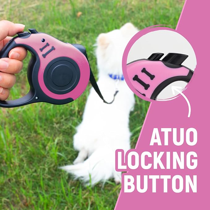 Retractable Dog Leash Automatic Telescopic Tractor Dog Tape | Pet Tape 10/16 FT Durable and Convenient, with Folding Bowl, Dispenser, Rubbish Bags, Suitable for Small and Medium Dogs - Image 3