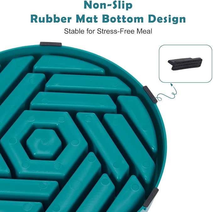 TOBYTO Slow Feeder Dog Bowls Large Medium Breed,Anti-Choking Slow Eating Dog Food Bowl,Non Slip Pet Slower Food Feeding Bowls Large Puzzle Slow Feeder Bloat Stop Maze Dog Dishes,Dark Green - Image 8