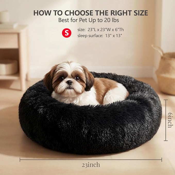nononfish Comfortable Dog Bed for Small Dogs,Soft Donut Pet Bed | Comfortable plush pet bed with cozy round design for everyday indoor sleeping. - Image 3
