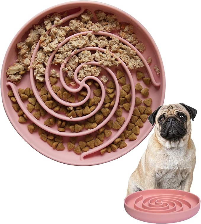 Bifeaw Slow Feeder Dog Bowls, Dishwasher Microwave Safe Silicone Puppy Puzzle Bowl with Non-Slip Design for Eating (Powder Pink) by Bifeaw