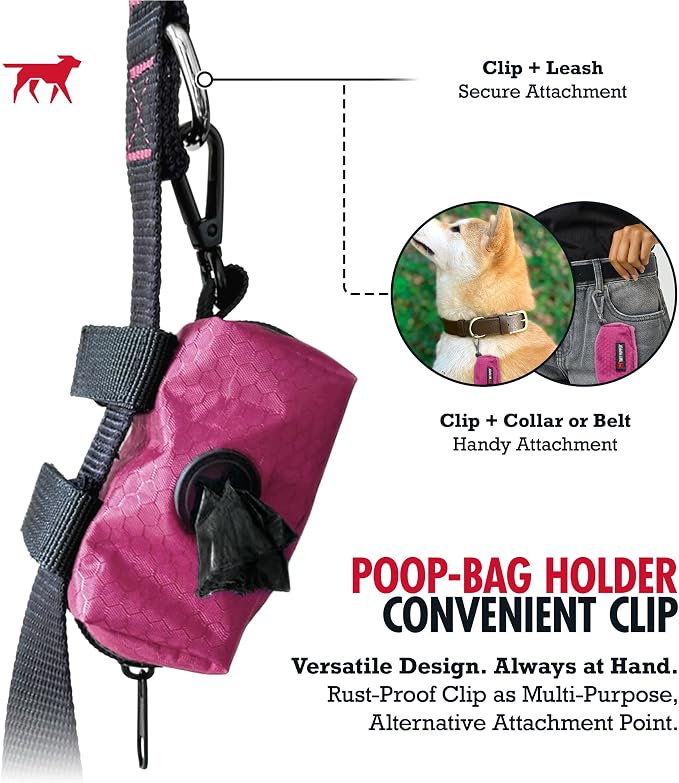 Tuff Pupper Dog Poop Bag Holder | Works with Any Dog Leash | Zippered Waste Bag Dispenser | Waterproof with Rust-Proof Clip | Convenient Lightweight Design | Includes 2 Rolls of Leak-Proof Bags - Image 8