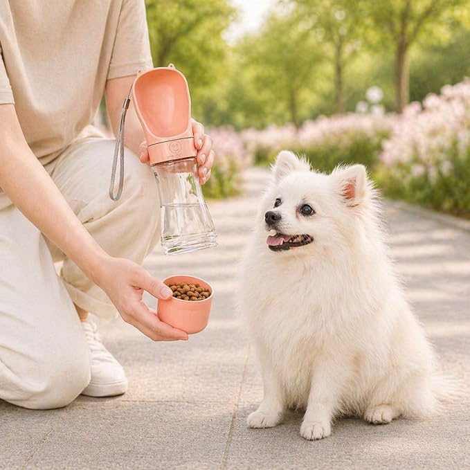Portable Dog Water Bottle with Food Container, Leak-Resistant Travel Water Dispenser for Walking, Hiking & Travel - Image 2
