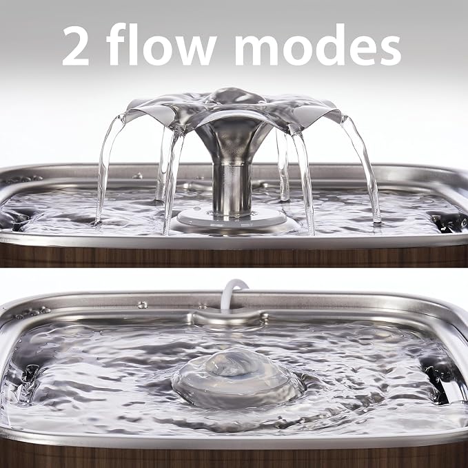 Veken Innovation Award Winner Stainless Steel Cat Water Fountain, 108oz | Automatic Pet Fountain Dog Water Dispenser with Replacement Filters & Silicone Mat for Cats, Dogs (Walnut Brown) - Image 6