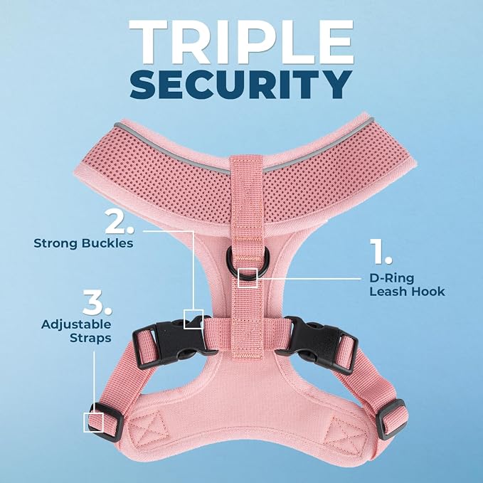 Best Pet Supplies Voyager Aerolite Over the Head Dog Harness, No Pull Breathable Air Mesh Vest, Quick Dry with Reflective Stitching, Adjustable Escape Resistant Harness - Pink, X-Small - Image 2
