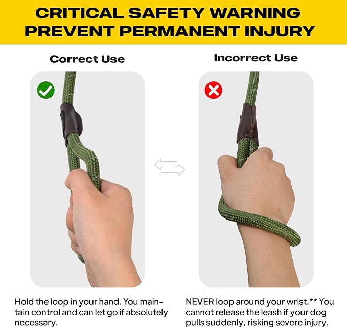 Fida Durable Slip Lead Dog Leash, 6 FT x 3/8" Dog Training Leash, Green | For Small Dogs and Puppies, Comfort Heavy Duty Rope Slip Leash, Highly Reflective for Night Safety, No Pull Pet Loop Leash - Image 10