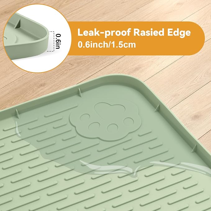 Silicone Cat Litter Mat 70"x45" Cat Mat for Litter Box, Green | Extra Large Cat Litter Trapping Mat, Non-slip, Foldable, Waterproof Pet Mat with Raised Edge, Rubber Mat for Floor - Image 5