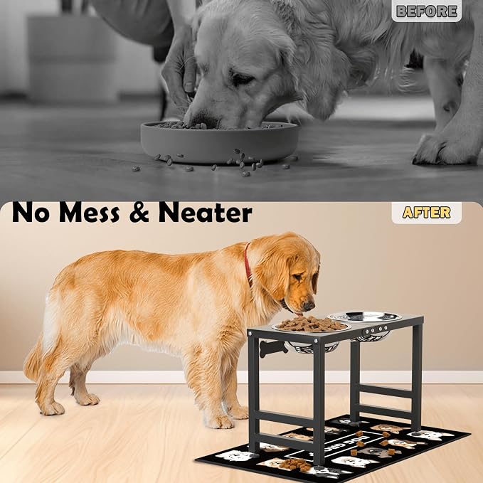 ADENGL Elevated Dog Bowls,16inch Tall Pet Bowl Holder, Raised Bowl Stand with 2 Stainless Steel Bowls (68oz) and Spill-Proof Mat, Dog Feeder for Large Extra Large Breeds - Image 6