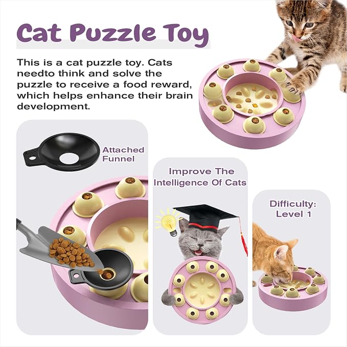 KADTC Cat Puzzle Toy, Slow Feeder, Interactive Enrichment for Indoor Cats | Eight Sliding Pods Guide Kibble Through One Outlet, Stretch Mealtime, Spark Paw-Powered Hunting, Sharpen Focus, Beat Boredom. - Image 5