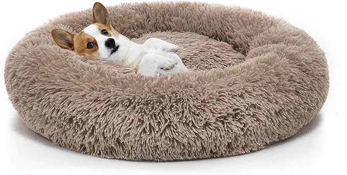 MIXJOY Orthopedic Dog Bed Comfortable Donut Cuddler Round Pet Beds Ultra Soft Washable Dog and Cat Cushion (20''/23''/30'') (23'', Brown) by MIXJOY