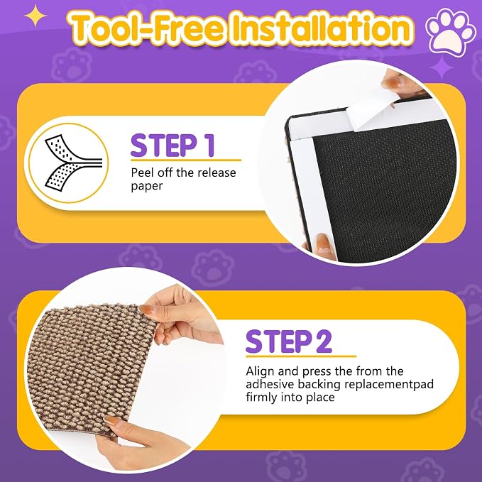 Wall Cat Scratcher for Indoor Cats,Corner Furniture Protector Brown | 23.6x11.8" wall corner cat scratcher,Durable scratching board protects door, wall and couch furniture,Easy mount - Image 6