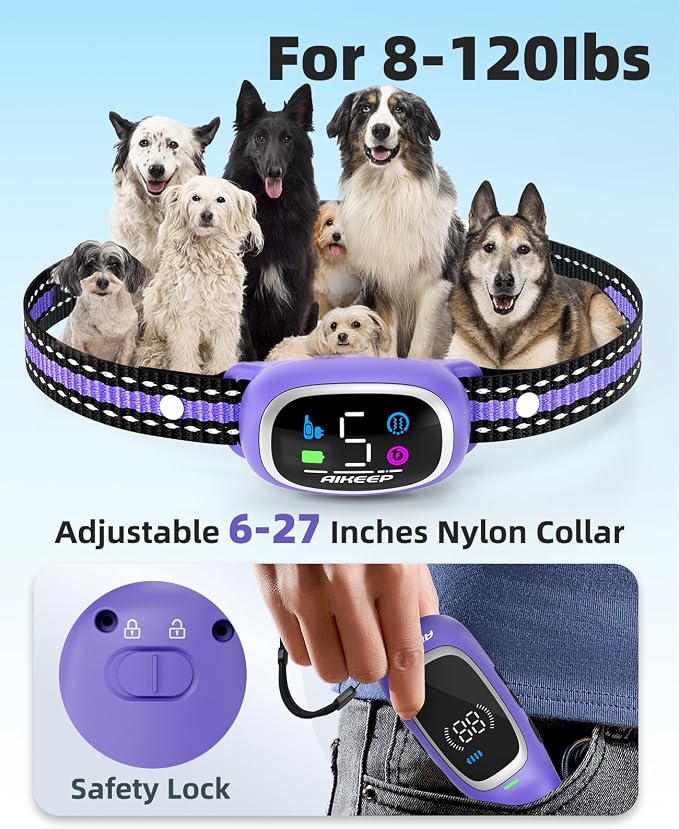 2-in-1 Dog Shock Collar and Bark Collar for Dogs – 3300FT Dog Training Collar with Remote, IP67 Waterproof e Collar with Anti-Bark/Beep/Vibration/Shock Modes for Small Medium Large Dog(8-120Lbs) - Image 6