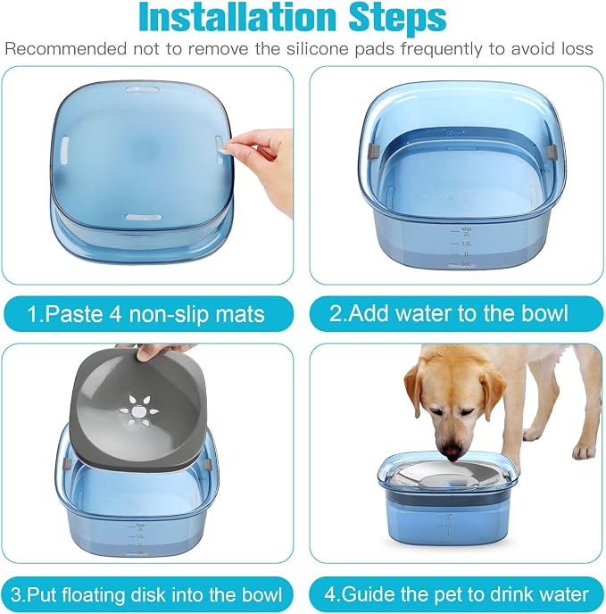 UPSKY 70oz Dog Water Bowl, No Spill Slow Drinking Feeder for Messy Drinke | Large Capacity, Spill Proof, Prevent Pet Prevents Choking, Anti-Slip, Visible Water Level, Suitable for Travel and Car Trips - Image 6
