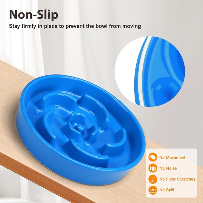 Ceramic Slow Feeder Dog Bowl, 2 Cups Maze Puzzle Dish to Slow Down Eating | Premium Ceramic Material with Anti-Slip Design, Suitable for Small, Medium and Large Breed Dogs Daily Feeding - Image 4