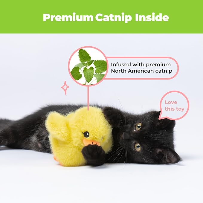 Best Pet Supplies Catify Interactive Flapping Cat Toy - Duckling, Yellow | Catnip Infused, Motion Activated Wings, Realistic chirps, Soft, Rechargeable, For Indoor Kittens & Cats, Independent Play - Image 5