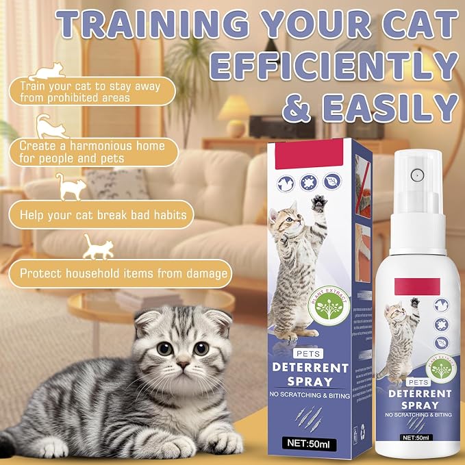 Tetra Cat Deterrent Spray for Furniture Protection,Natural Anti-Scratch Spray for Cats,Safe Indoor & Outdoor Deterrent Cat Spray,Cats Training Aid – Sofa & Carpet Protector,50ML - Image 4