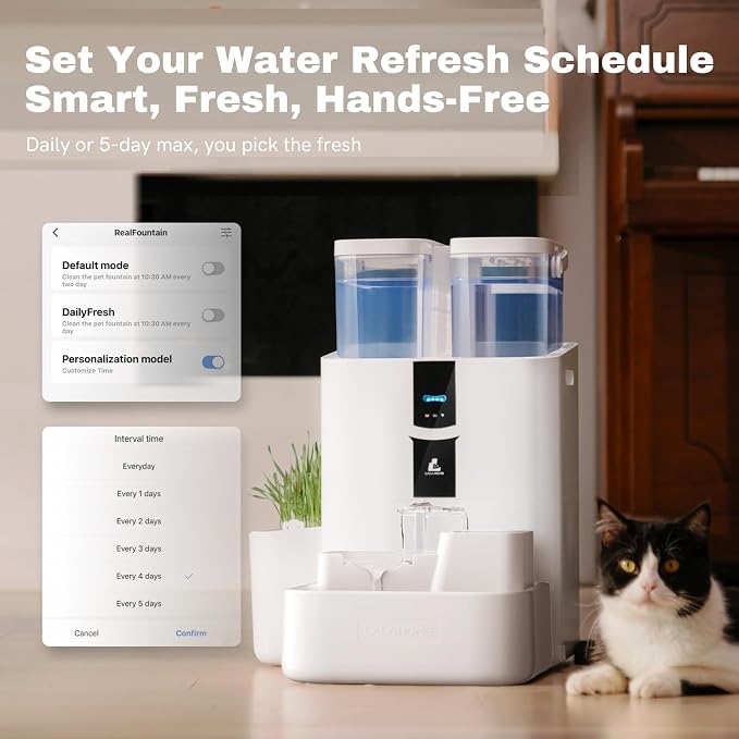 Automatic Cat Water Fountain 10L/338oz Self Filling and Cleaning, Pet Water Dispenser with Filter System for Dogs, 5G Wi-Fi Smart Bowl Wastewater Separation & No Slimy with Quiet Pumps - Image 2