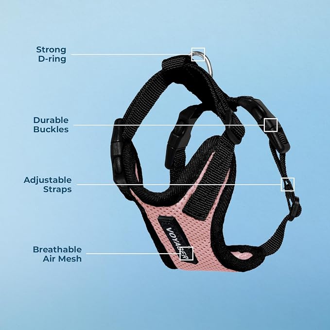 Voyager Step-in Lock Dog Harness - Pink/Black Trim, Large | 20 - 25" in Chest, Adjustable, Breathable Air Mesh, Lightweight for Daily Walks, Strong Clips, Heavy Duty D-Ring - Image 4