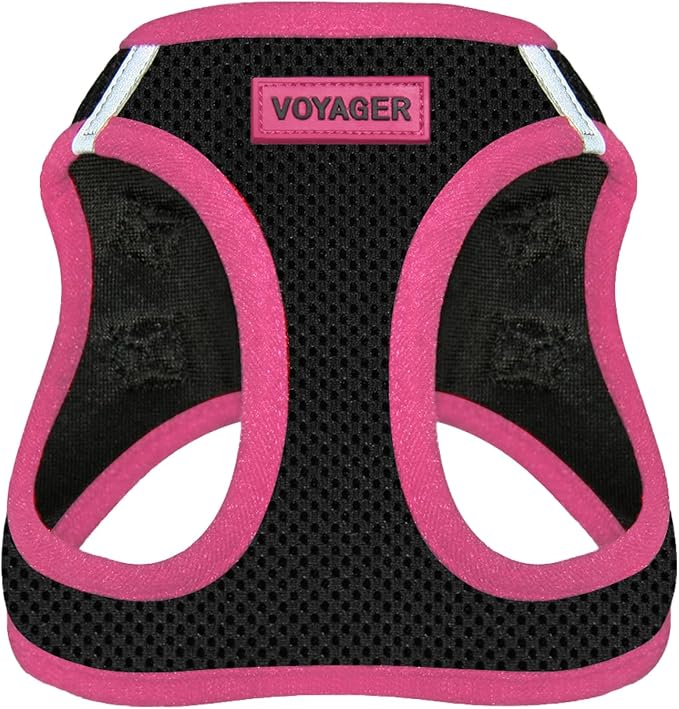 Voyager Step-in Air Dog Vest Harness - Black/Pink Trim, Small | 14.5-16" in Chest, Reflective Bands, All Weather Breathable Air Mesh, Cats Compatible, Lightweight, Fast Drying by BestPetSuppliesLLC