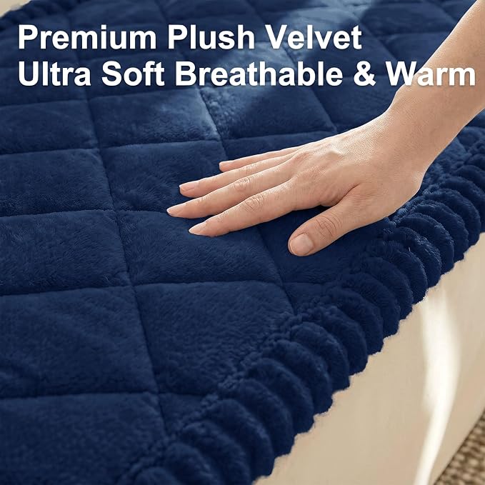 Smiry Non Slip Couch Cover for Dogs, Fuzzy Plush Pet Sofa Protector | Washable Furniture Cover for Large Dogs & Cats, Scratch & Dirt Resistant, For 2 Cushion Couch, Ink Blue, 27.6"x47" - Image 5