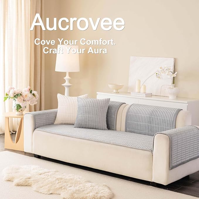 Velvet Washable Dog Couch Cover, Non-Slip Waterproof Pet Sofa Protector for 2-3-Cushion Sectional, L-Shaped Sofa & Loveseat, Machine Washable(1PC/27.6"x70.9",Light Grey) - Image 3