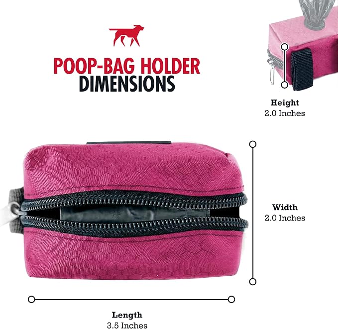 Tuff Pupper Dog Poop Bag Holder | Works with Any Dog Leash | Zippered Waste Bag Dispenser | Waterproof with Rust-Proof Clip | Convenient Lightweight Design | Includes 2 Rolls of Leak-Proof Bags - Image 2