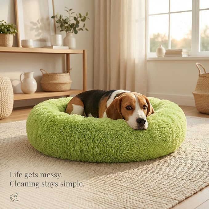 nononfish Cozy Donut Dog Bed,Plush Round Calming Pet Bed | Cozy round donut pet bed designed for comfortable daily sleeping. - Image 7