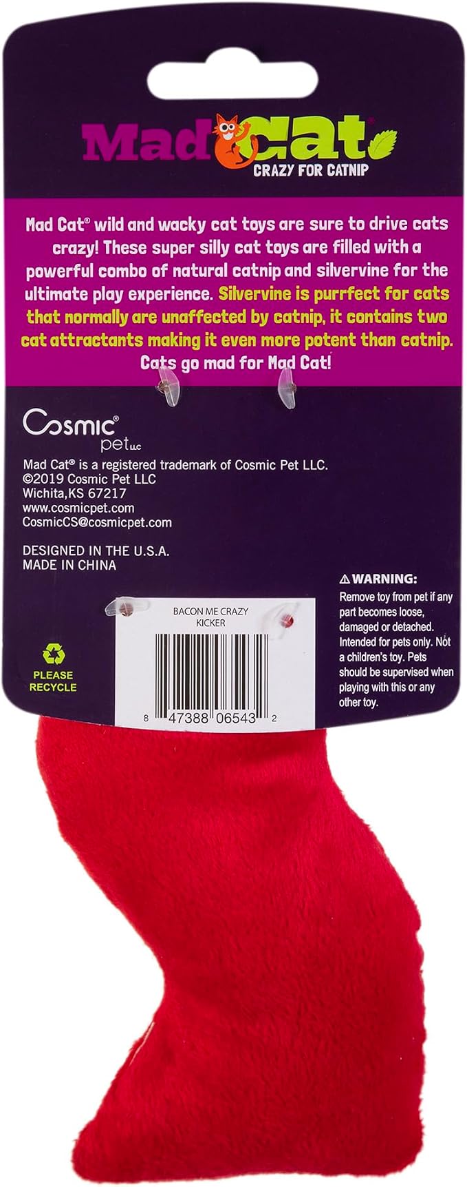 Mad Cat Bacon Kicker Breakfast Cat Toy with Catnip and Silvervine, 1 Pack | Food themed plaything felines grab, wrestle and hug during energetic play sessions, sparks natural instincts at home daily - Image 4