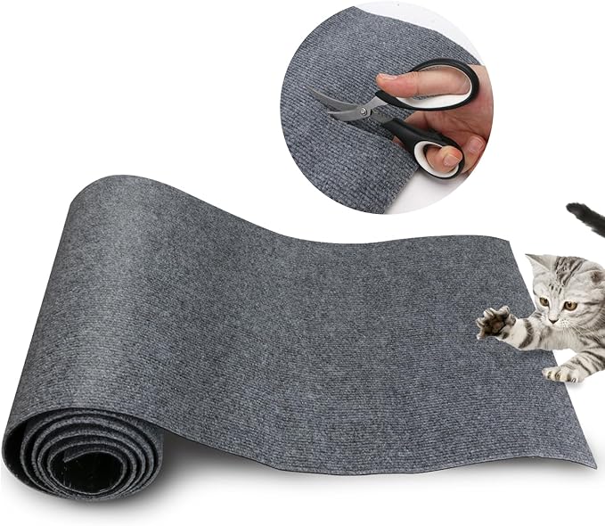 Cat Scratch Mat 120"x15.8",Cat Scratch Carpet Trimmable Self-Adhesive Cat Scratch Pad,Decorative Cat Tree Shelf，Cat Wall，Cat Scratching Post,Cat Couch Protector(Grey) by XUYEDOGLSH