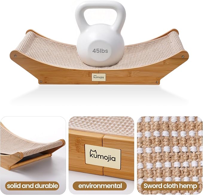 Wooden Indoor Sisal Cat Scratcher Bed Furniture for Indoor Cats & Kittens | Space-Saving Natural Sisal Cat Hammock Scratching Pad Lounge, Indoor Scratch Post Chair For Household Cats & Kittens - Image 3