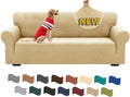 XINEAGE Stretch Jacquard Sofa Cover, Non Slip Sofa Slipcover for Dog | High-Stretch Fabric. Wear-Resistant, Pet Friendly. Easy Install & Washable for Living Rooms, Offices.Beige by XINEAGE