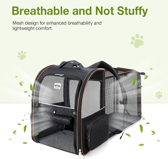 Large Cat Backpack Carrier Expandable Pet Carrier Backpack for Small Dogs Medium Cats Fit Up to 18 Lbs, Dog Backpack Carrier, Foldable Puppy Backpack Carrier for Travel,Black - Image 3